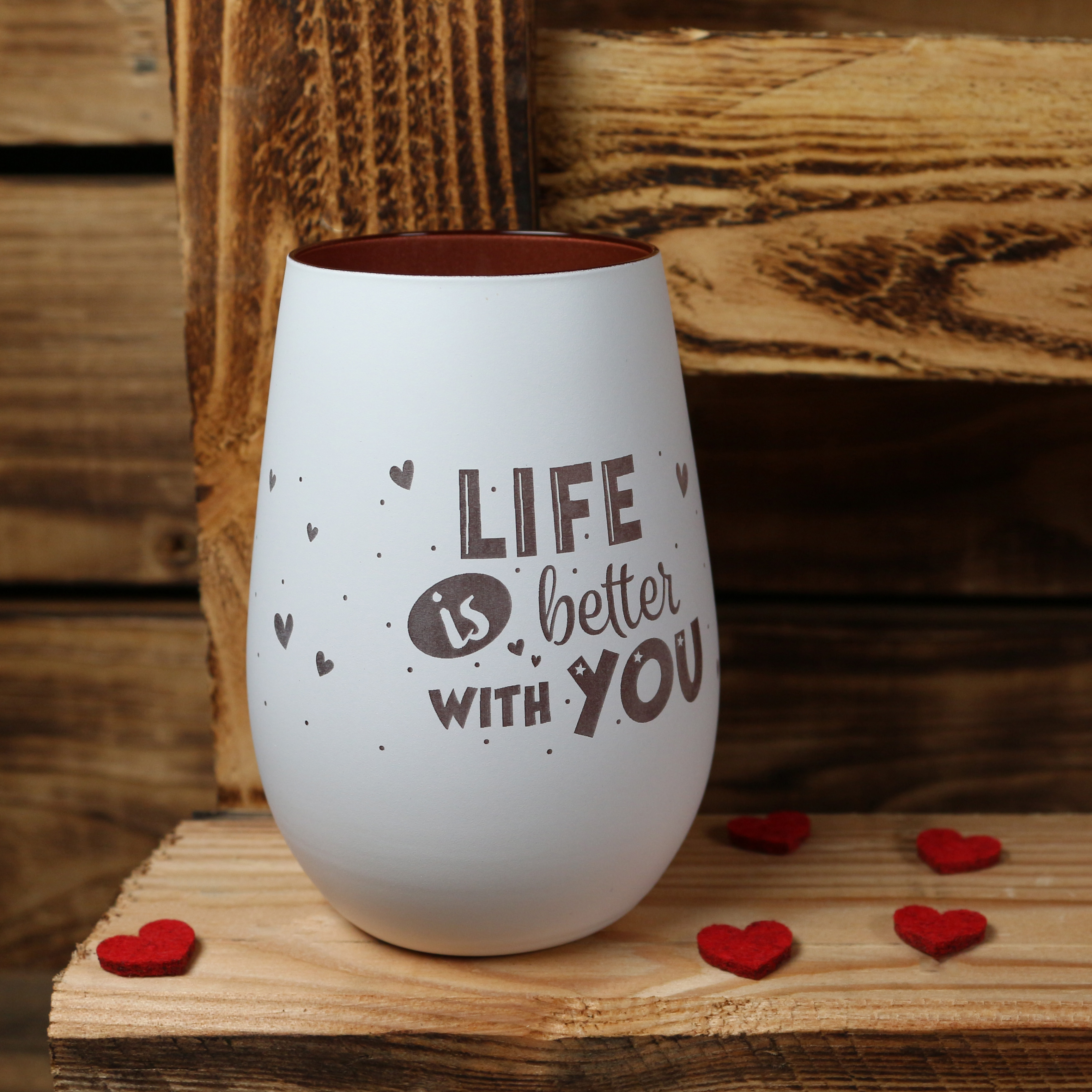 Windlicht "Life is better with you"
