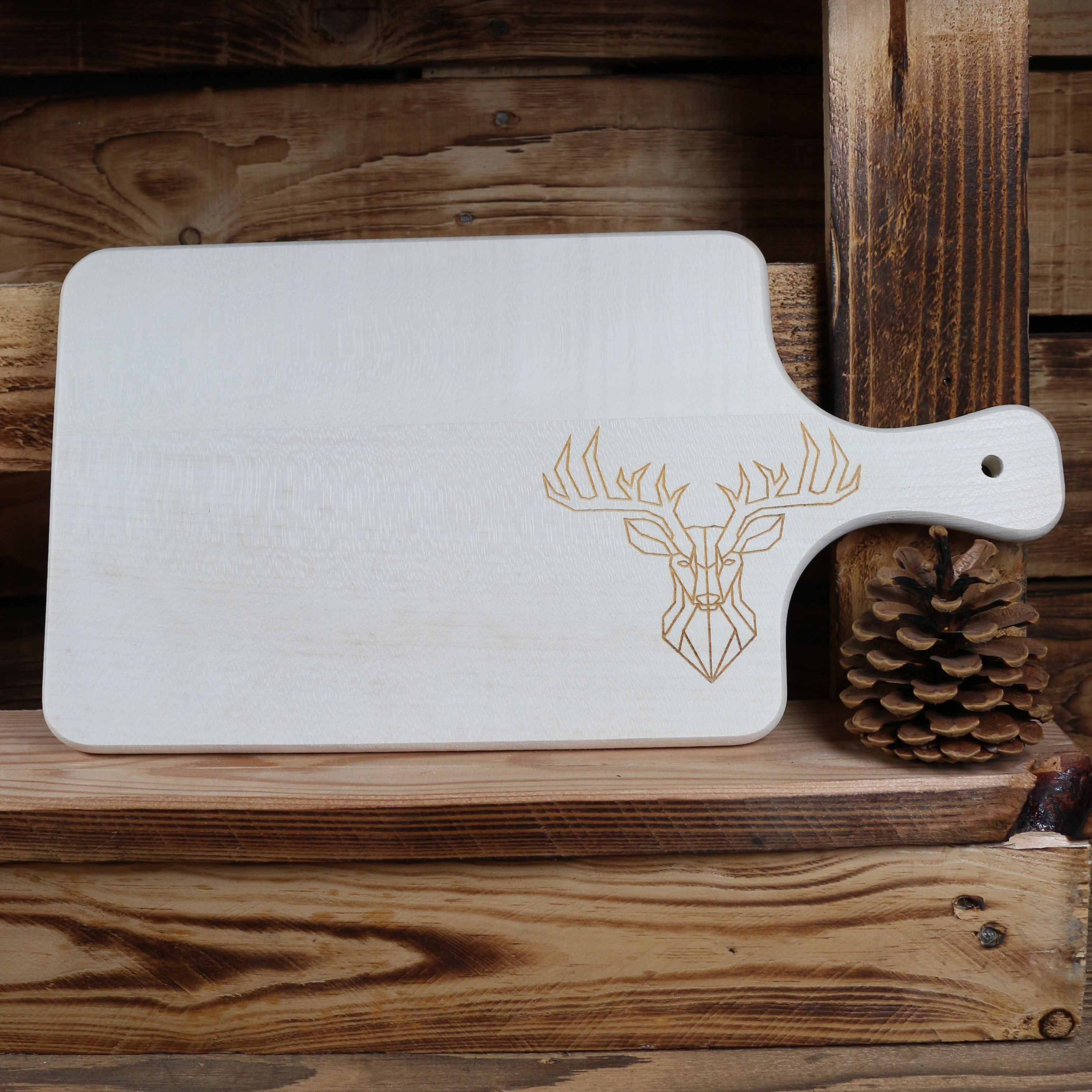 Brett mit Griff "Hirsch geometrisch"